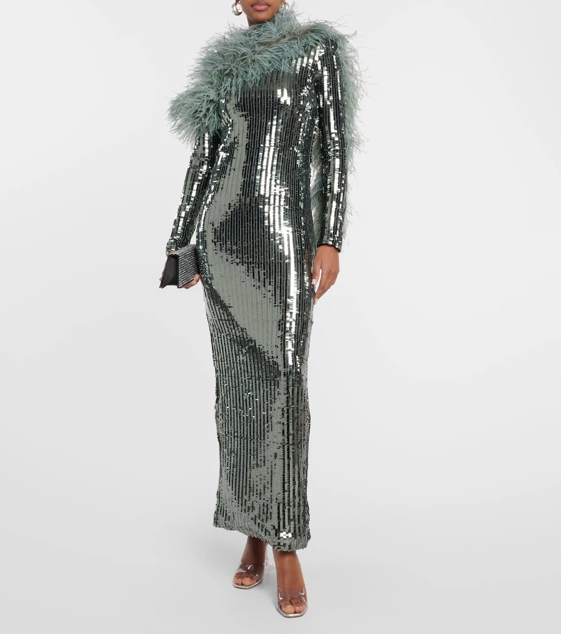 Taller Marmo - Garbo Disco feather-trimmed sequined gown