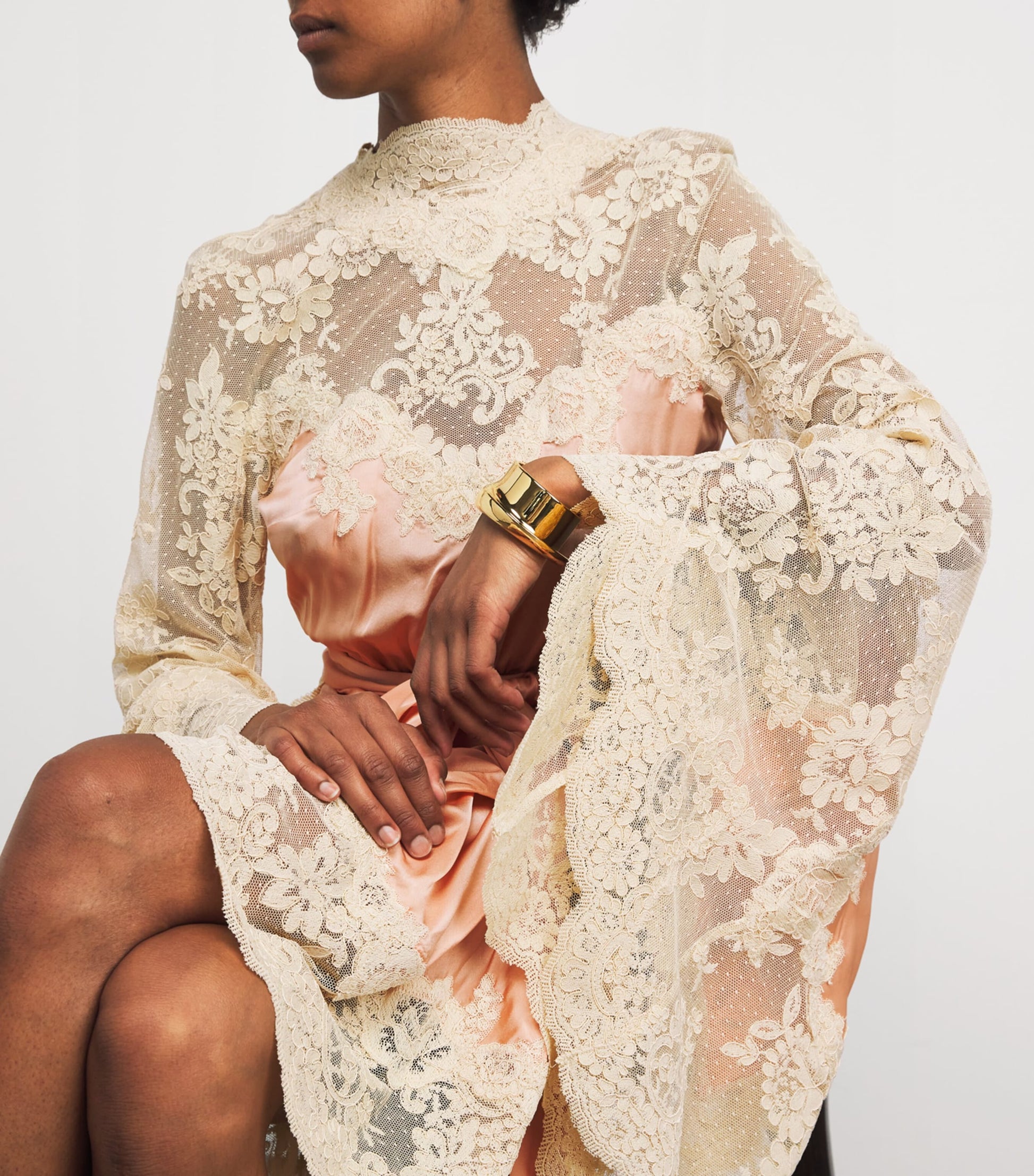 Ivory Silk-Lace Hypnotic Mini Dress