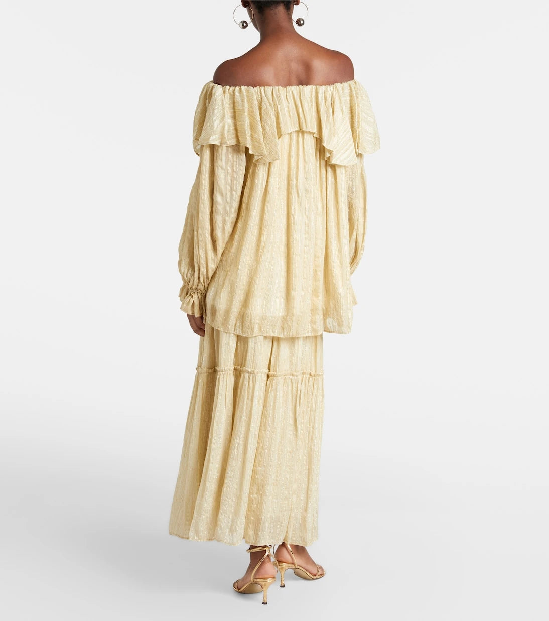 Xu Zhi - Gathered striped silk-blend maxi skirt