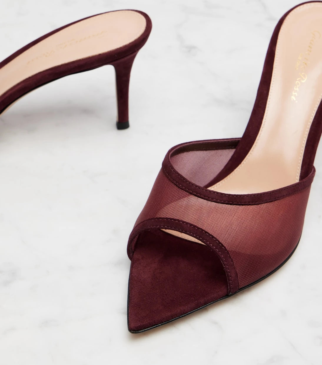 Gianvito Rossi - Pointy 70 suede and organza mules