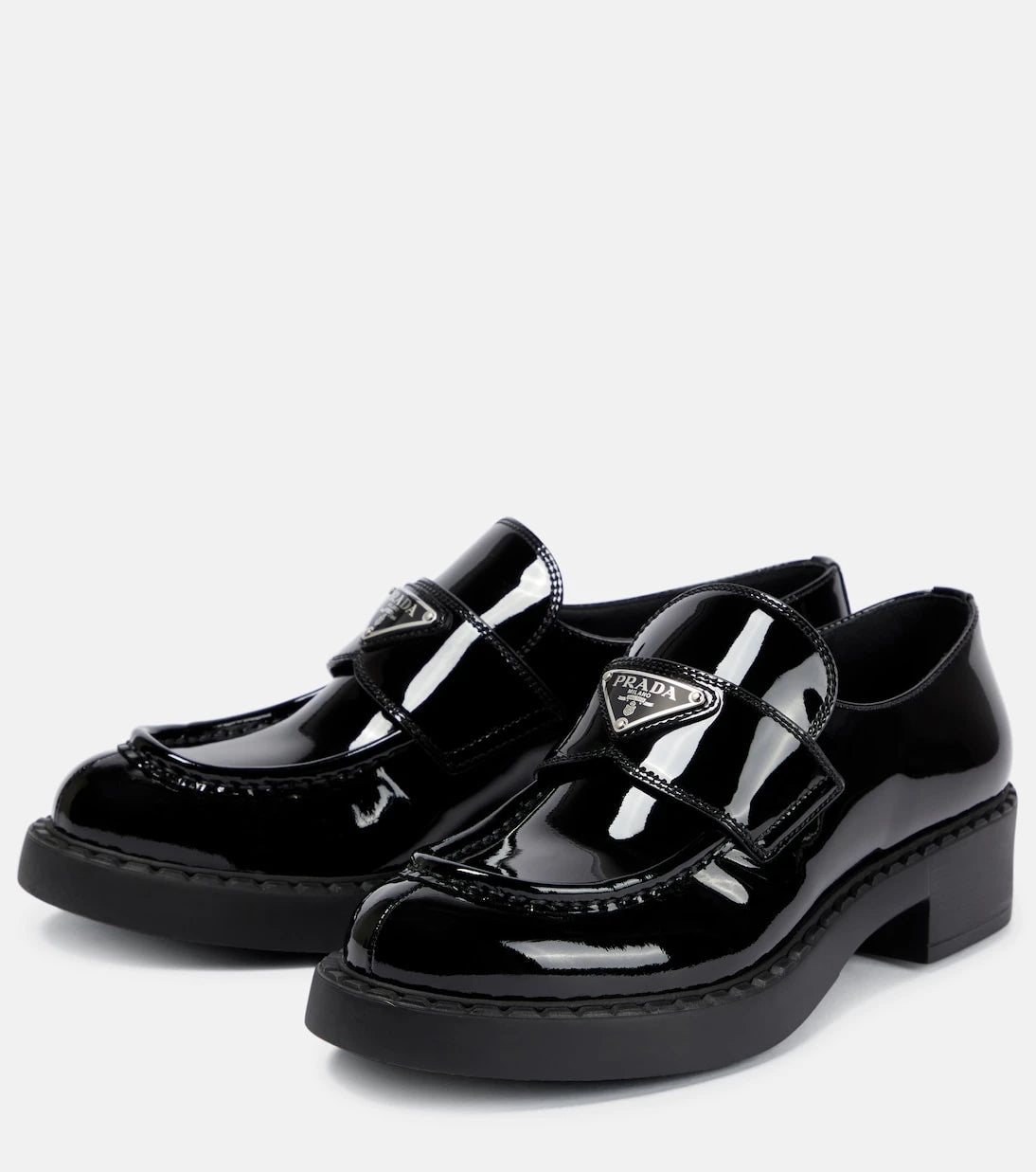 Prada - Logo patent leather loafers