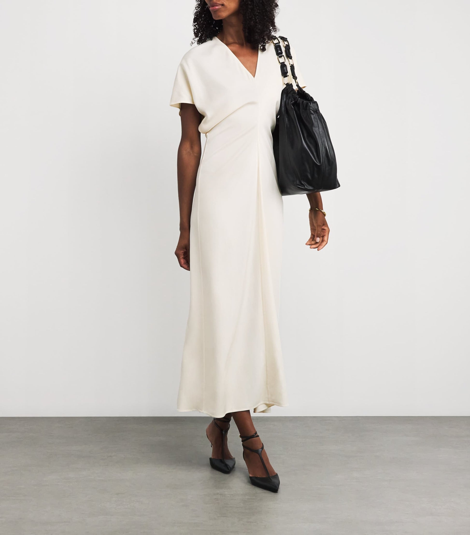 Ivory Satin Zadig Midi Dress