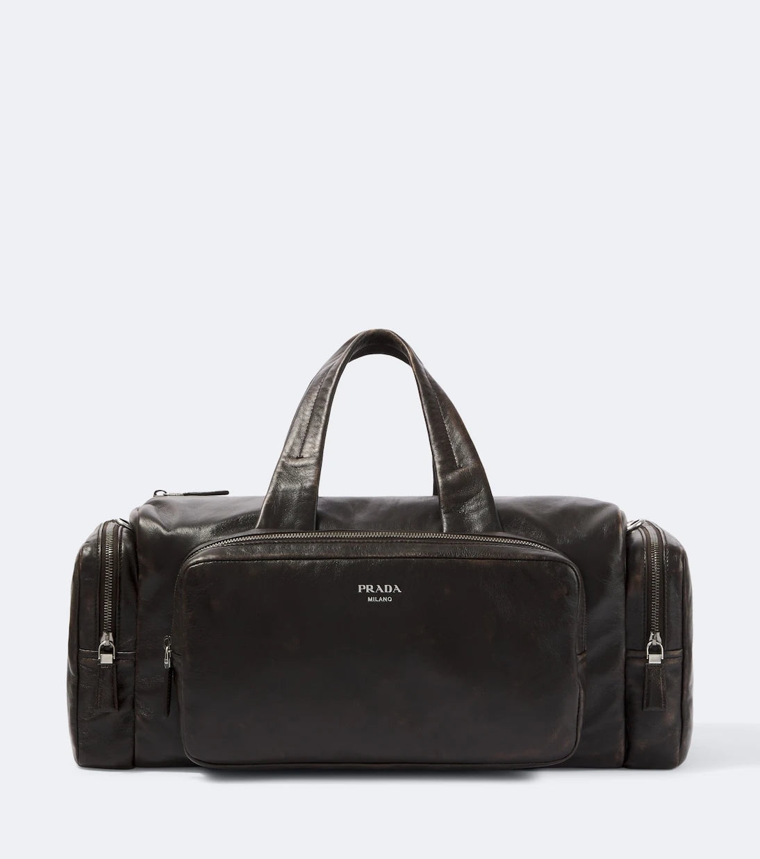 Prada - Distressed leather duffel bag