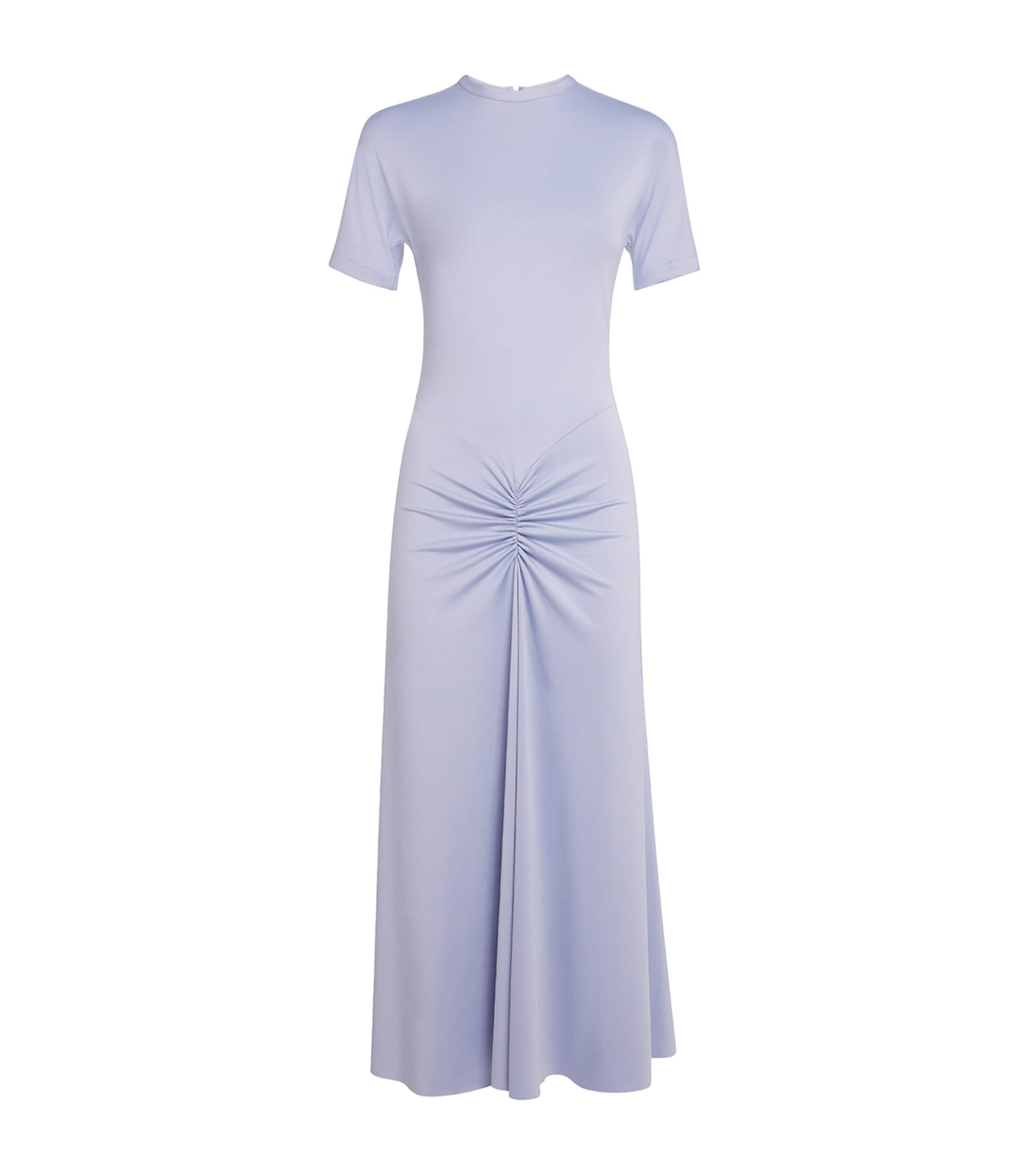 Victoria Beckham Purple Gathered Waist Midi Dress