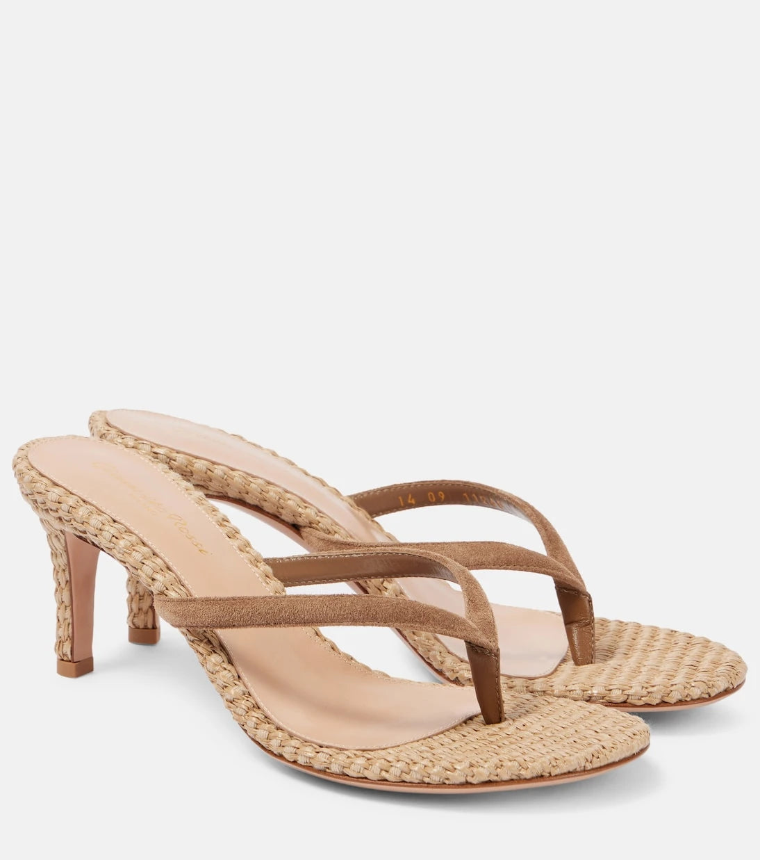 Gianvito Rossi - Calypso raffia and suede thong sandals