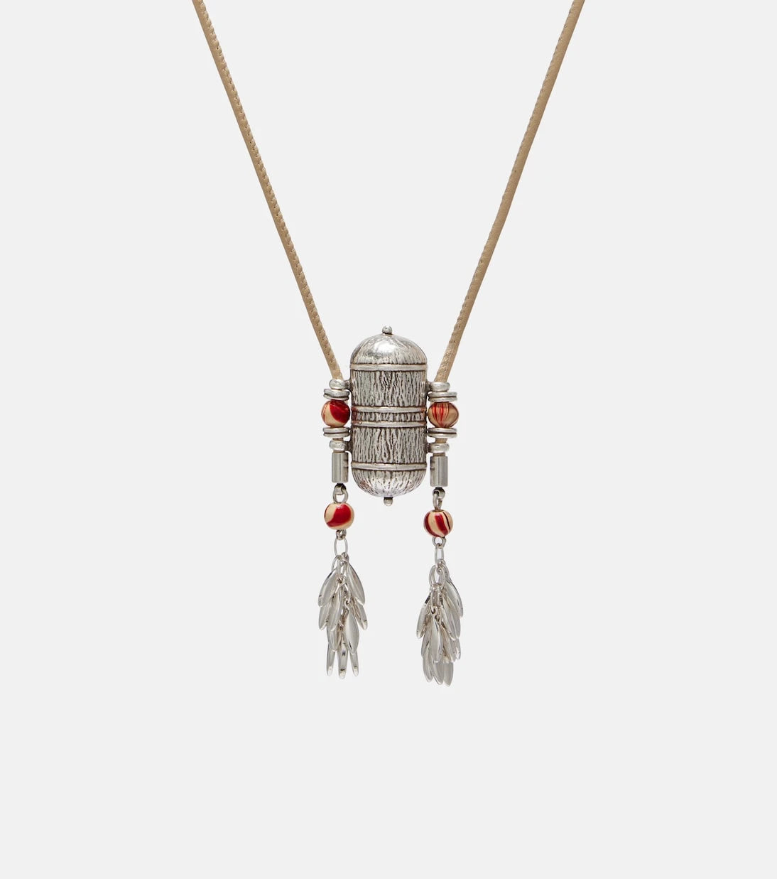 Isabel Marant - Janis beaded leather-trimmed pendant necklace