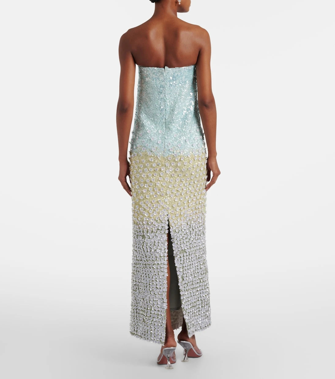 Là Fuori - Embellished silk bustier dress