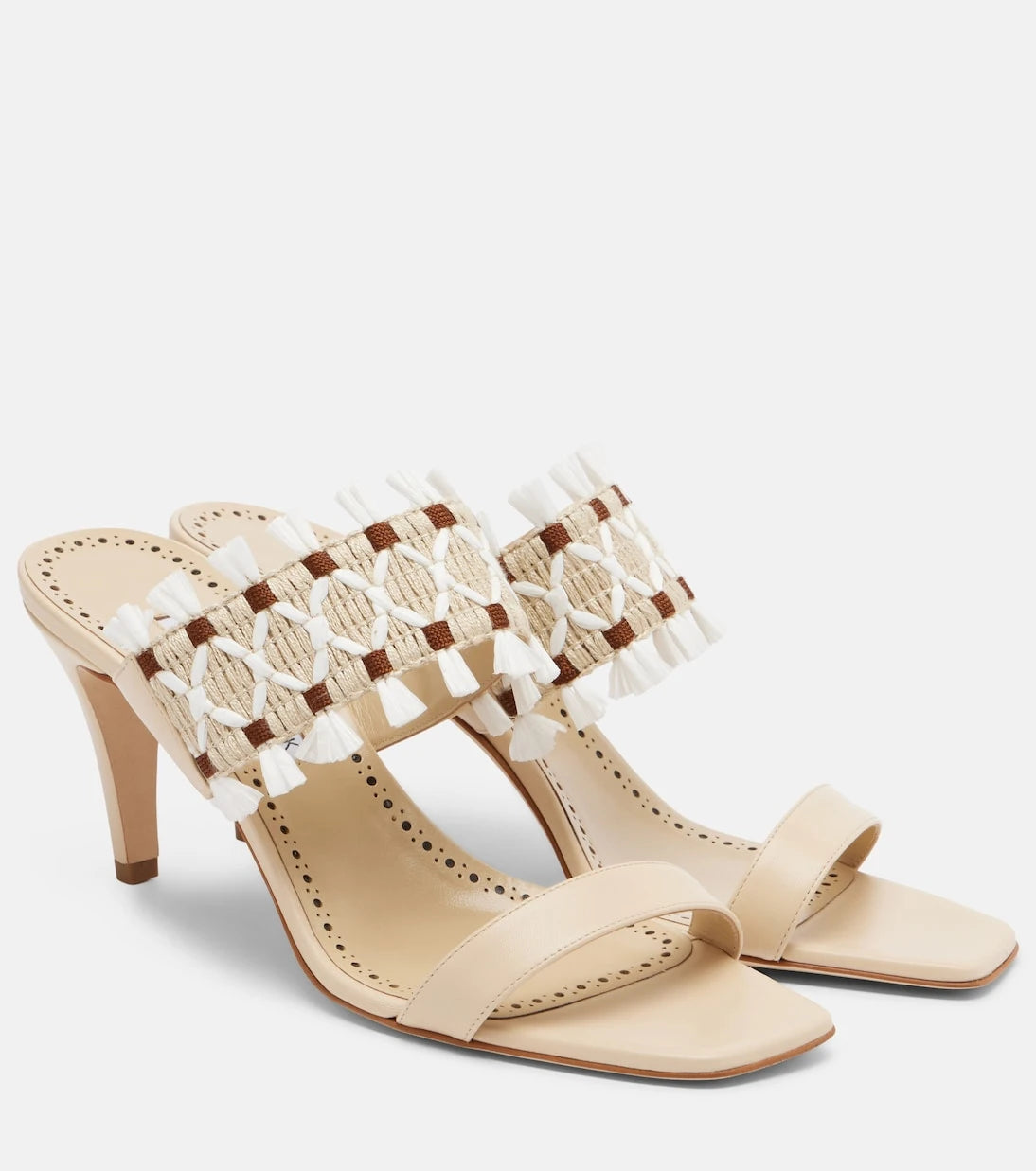 Manolo Blahnik - Efeso leather-trimmed woven mules