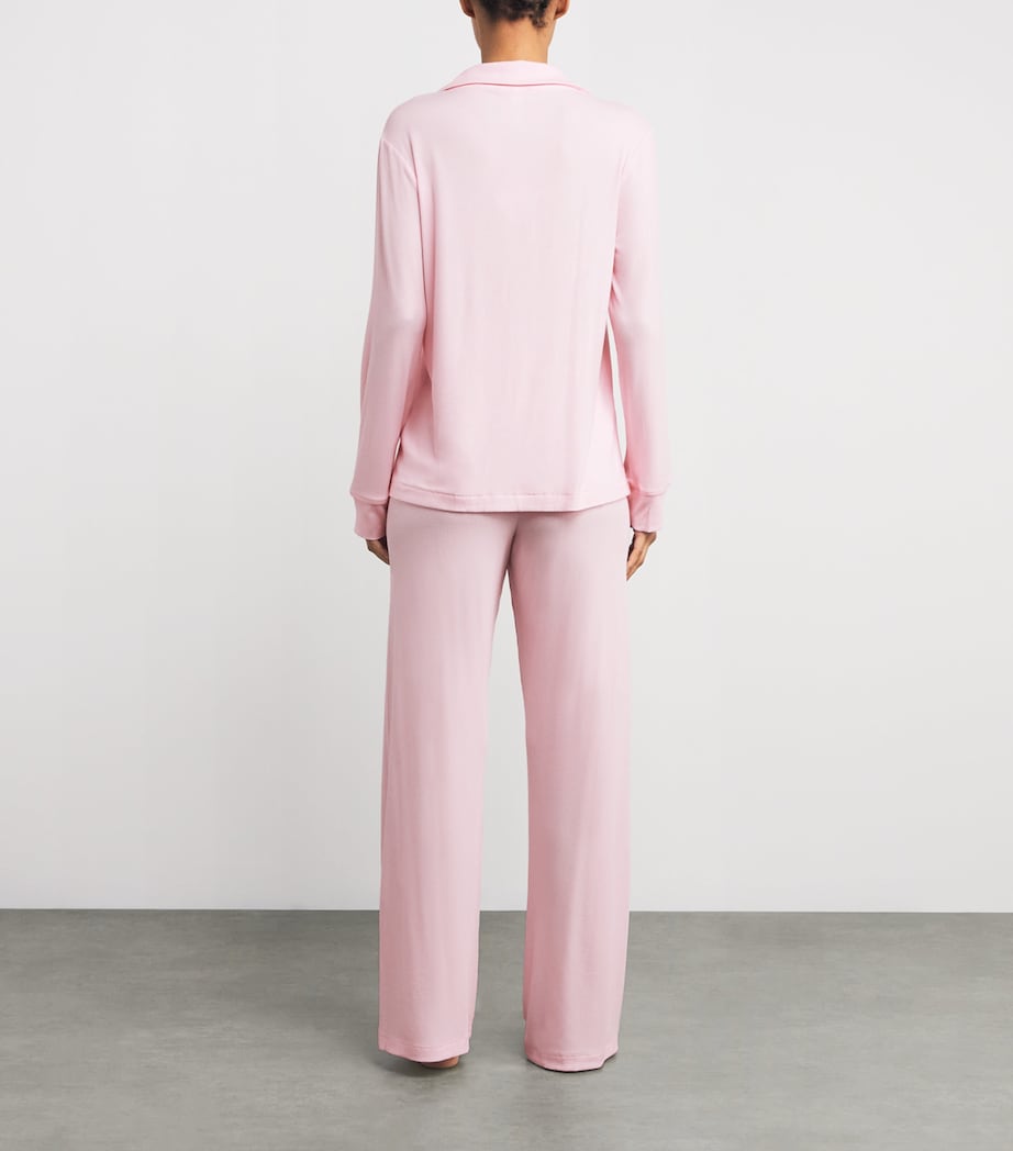 Skims Pink Ribbed Soft Lounge Pyjama Set