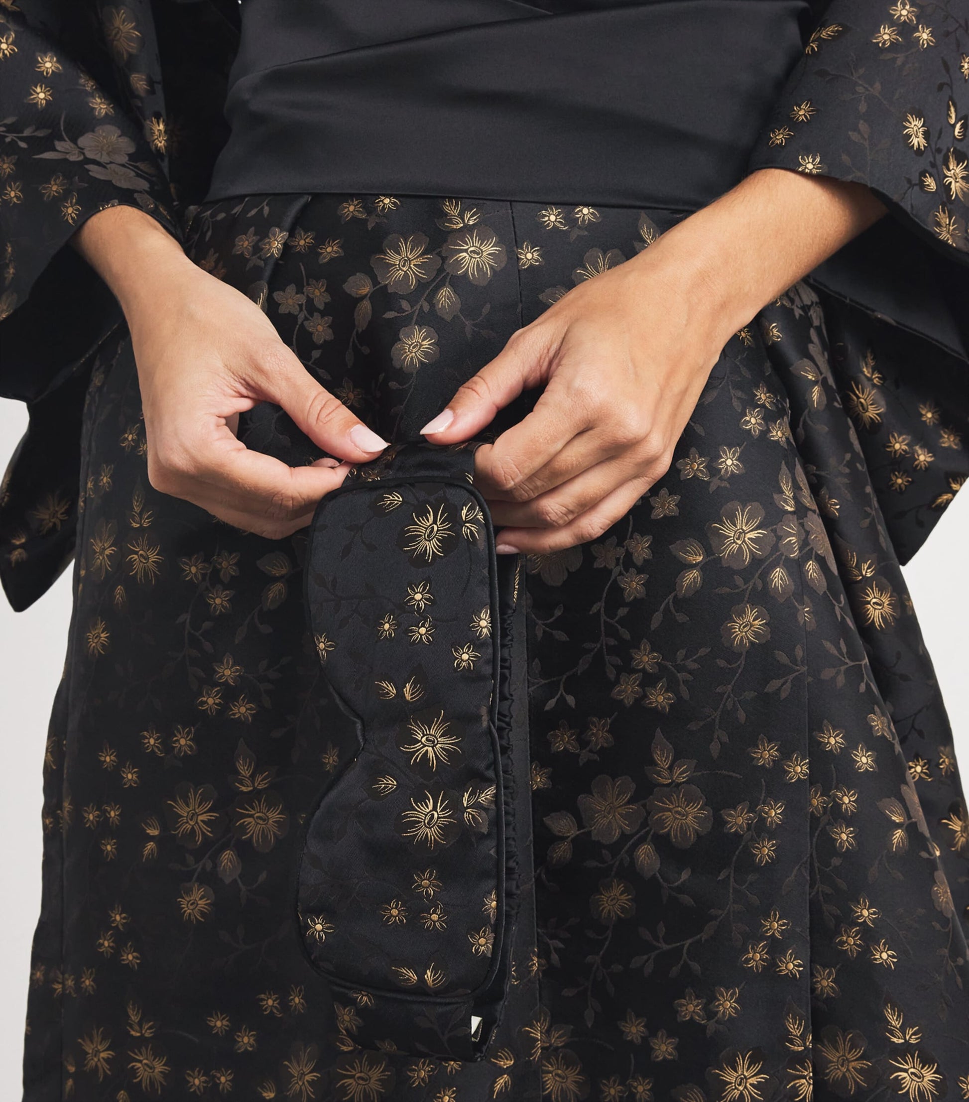 Black Silk Night Floral Eye Mask