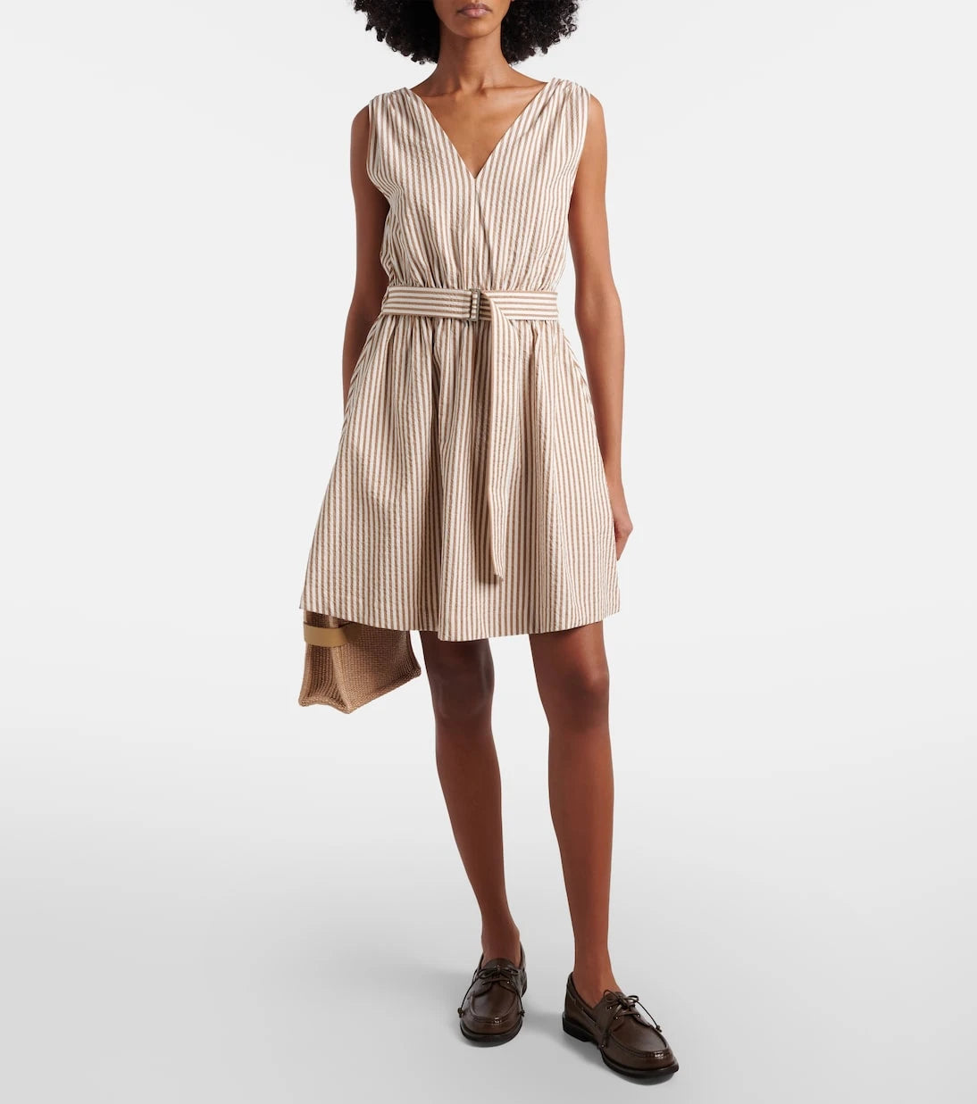 Brunello Cucinelli - Striped cotton-blend minidress