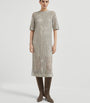Brunello Cucinelli Grey Net Dazzling Knitted Midi Dress