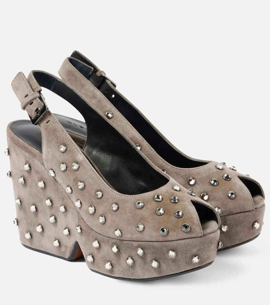 Clergerie - Davina embellished suede peep-toe pumps