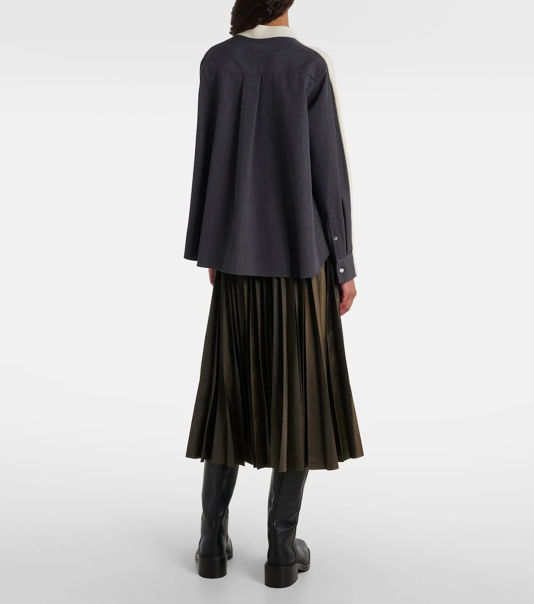 Sacai - كارديغان صوف مخطط متعدد الطبقات