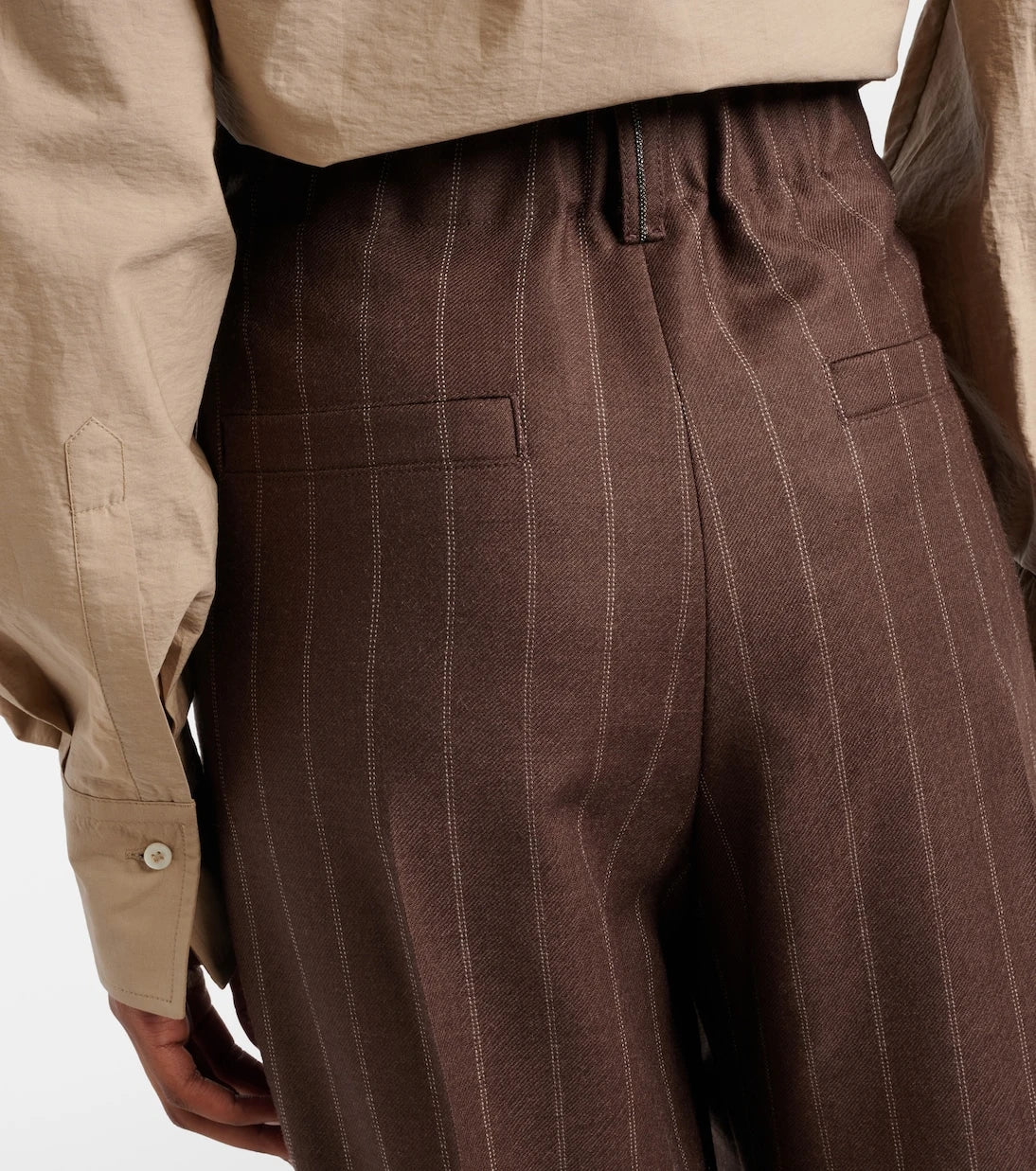 Brunello Cucinelli - Chalk stripe wool cropped flared pants
