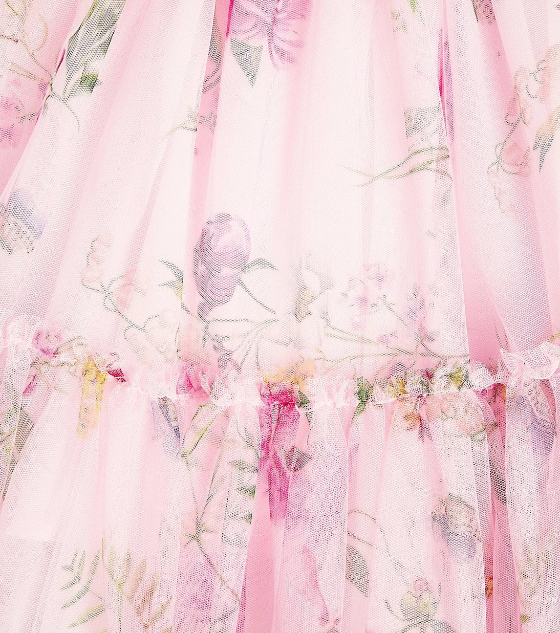 Monnalisa - Gathered floral tulle skirt