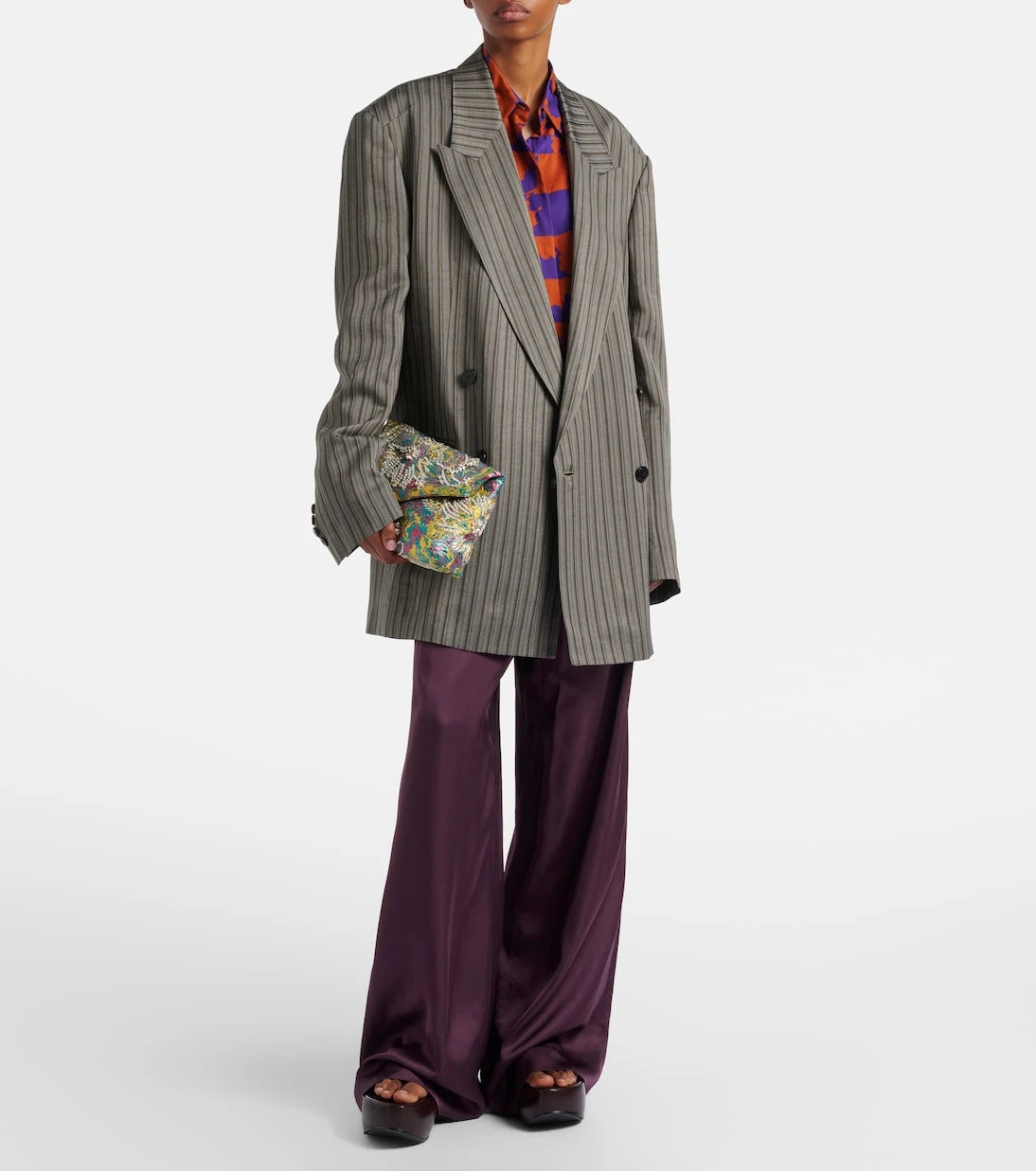 Dries Van Noten - Envelope Small embellished jacquard clutch