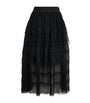 Maje Black Semi-Sheer Midi Skirt