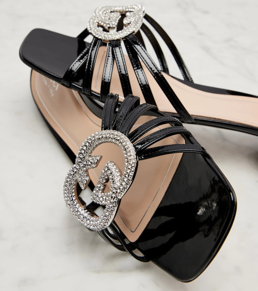 Gucci - Interlocking G patent leather sandals