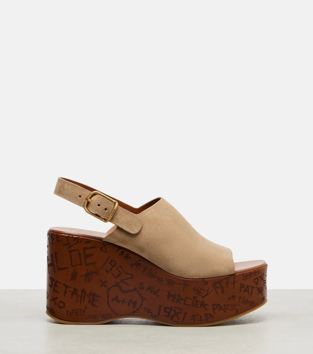 Chloé - Maxime 80 suede wedge sandals