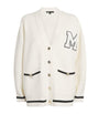 Maje White Monogram Appliqué Cardigan