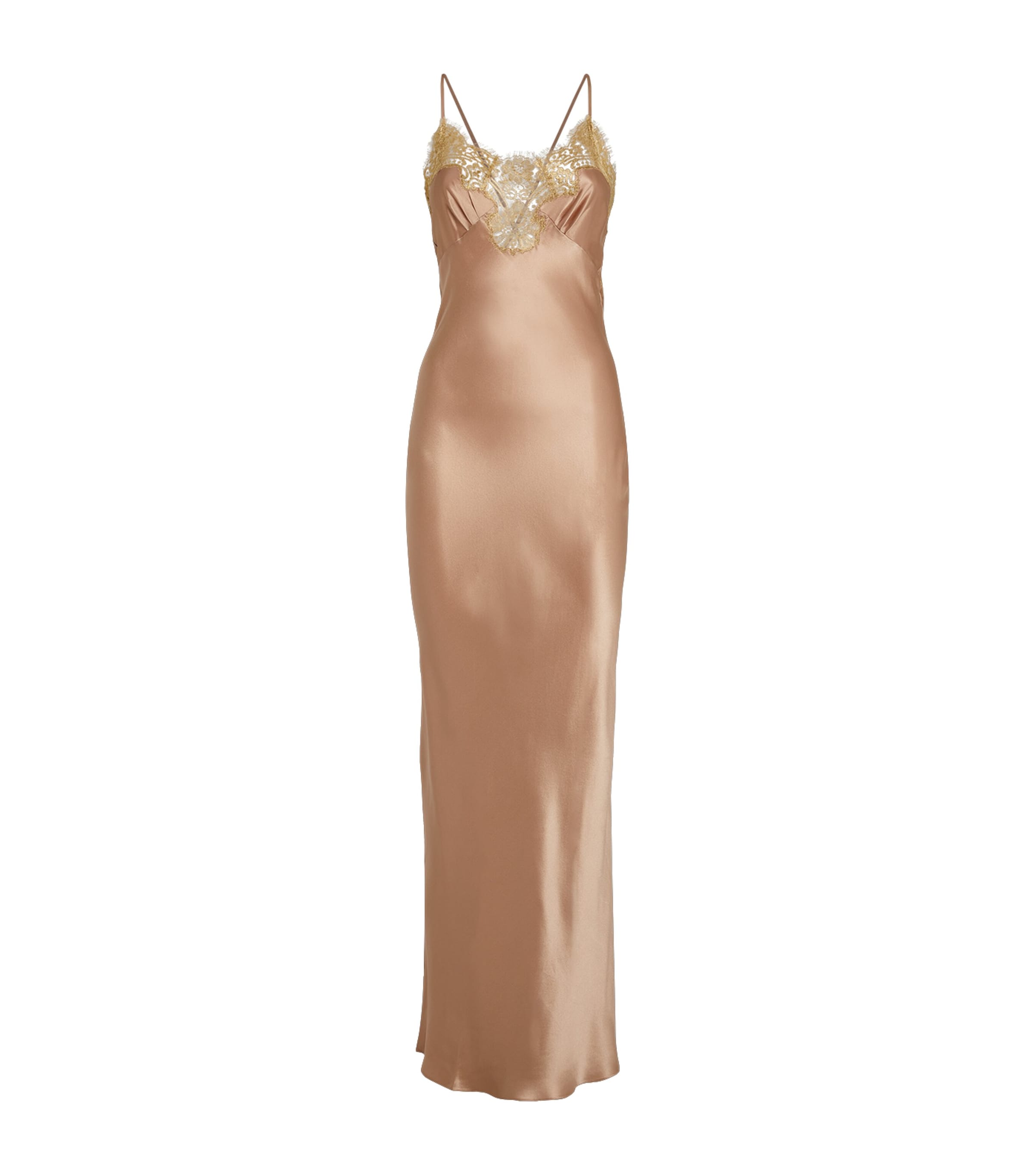 Silk Gina Slip Dress ALMOND/GOLD