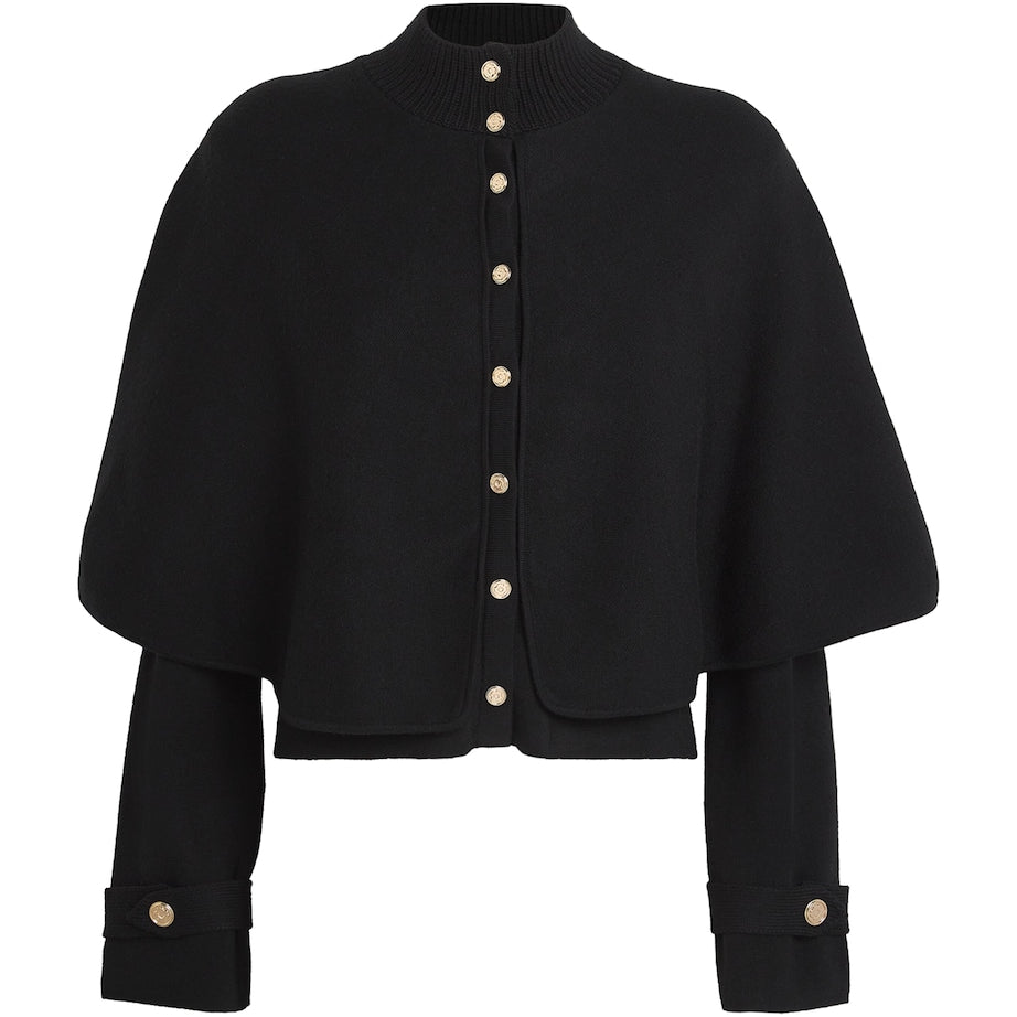 Maje Black Cape-Effect Cardigan