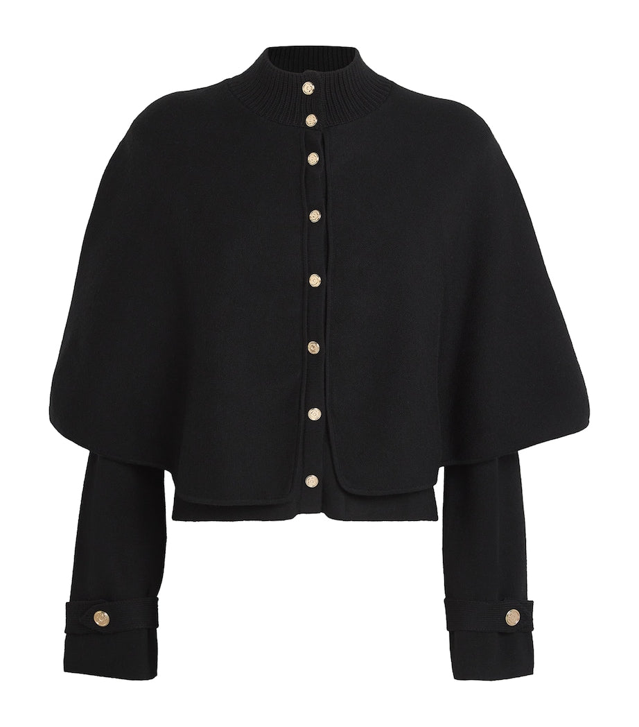 Maje Black Cape-Effect Cardigan