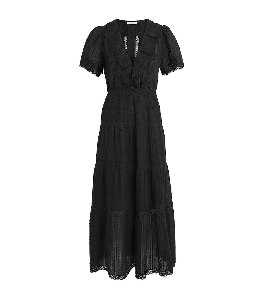 DÔEN Black Cotton Gabriella Midi Dress