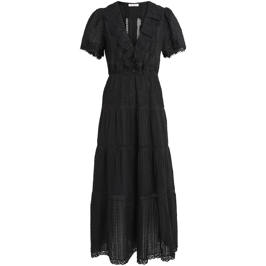 Black Cotton Gabriella Midi Dress
