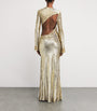 Self-Portrait Gold Metallic Cut-Out Maxi Dress