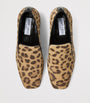 Jimmy Choo Neutral Eliot 45 Leopard Print Leather Heeled Loafers
