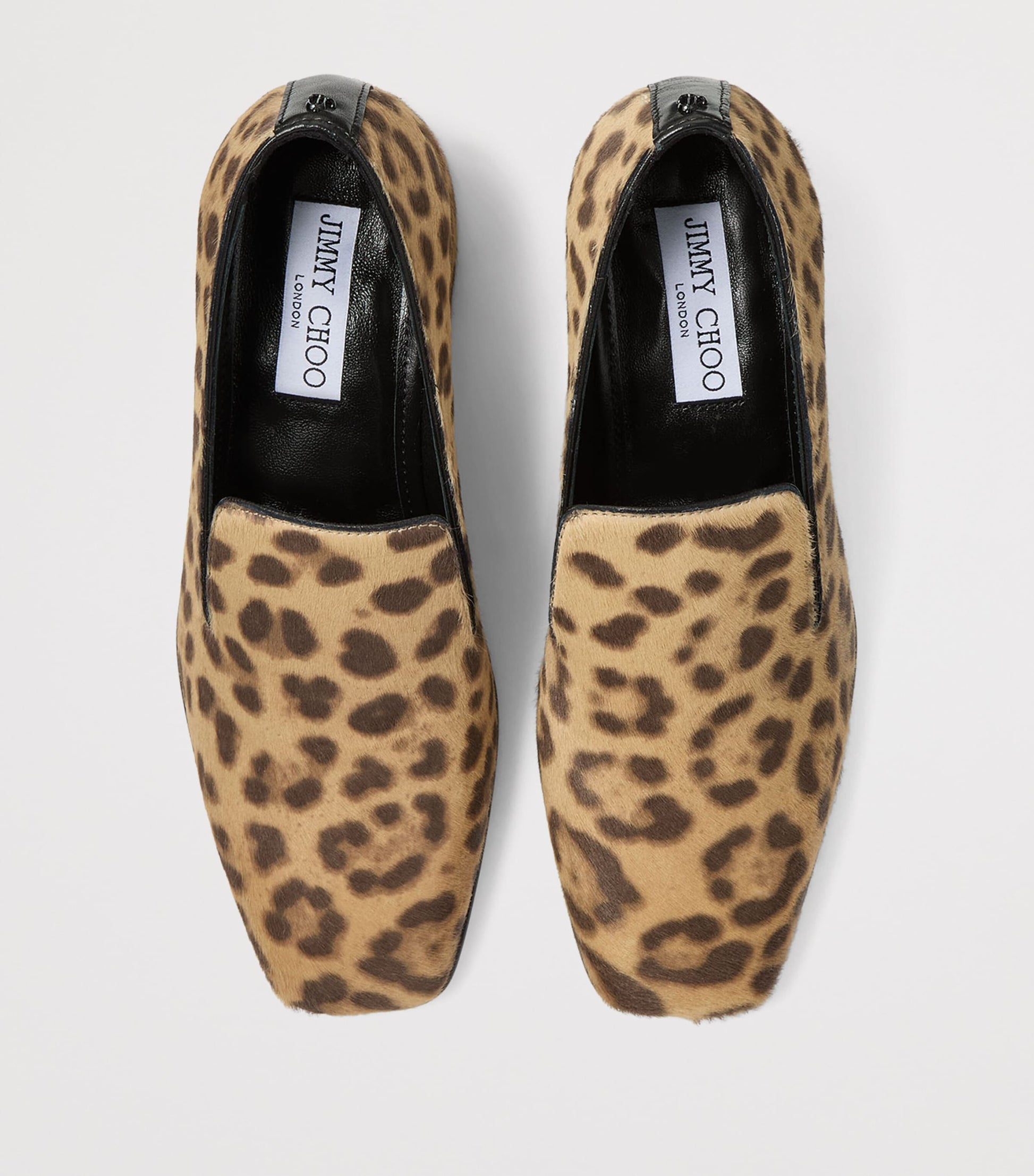 Jimmy Choo Neutral Eliot 45 Leopard Print Leather Heeled Loafers