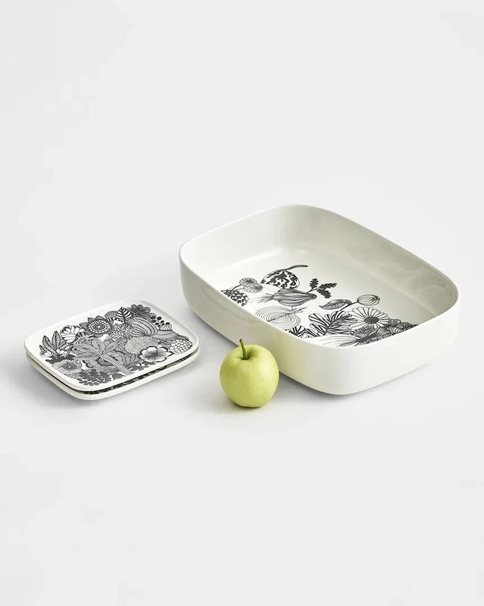 Marimekko servis tabağı, taş grés, 15 x 12 cm