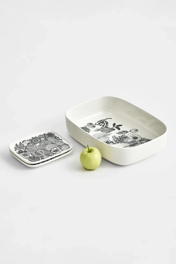 Marimekko servis tabağı, taş grés, 15 x 12 cm