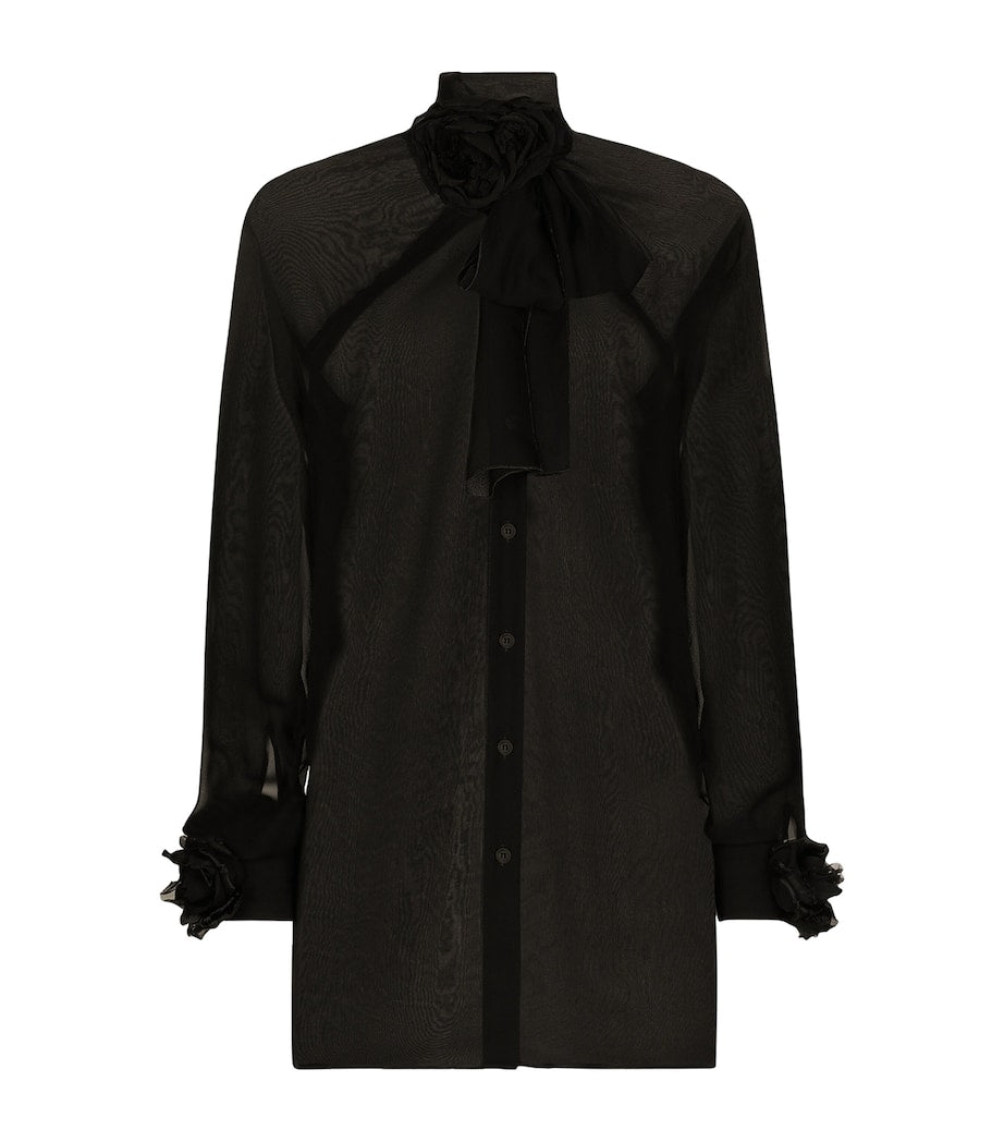 Dolce & Gabbana Multi Silk Flower-Detail Blouse