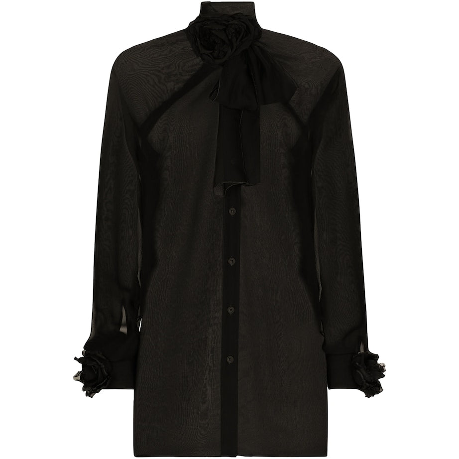 Dolce & Gabbana Multi Silk Flower-Detail Blouse