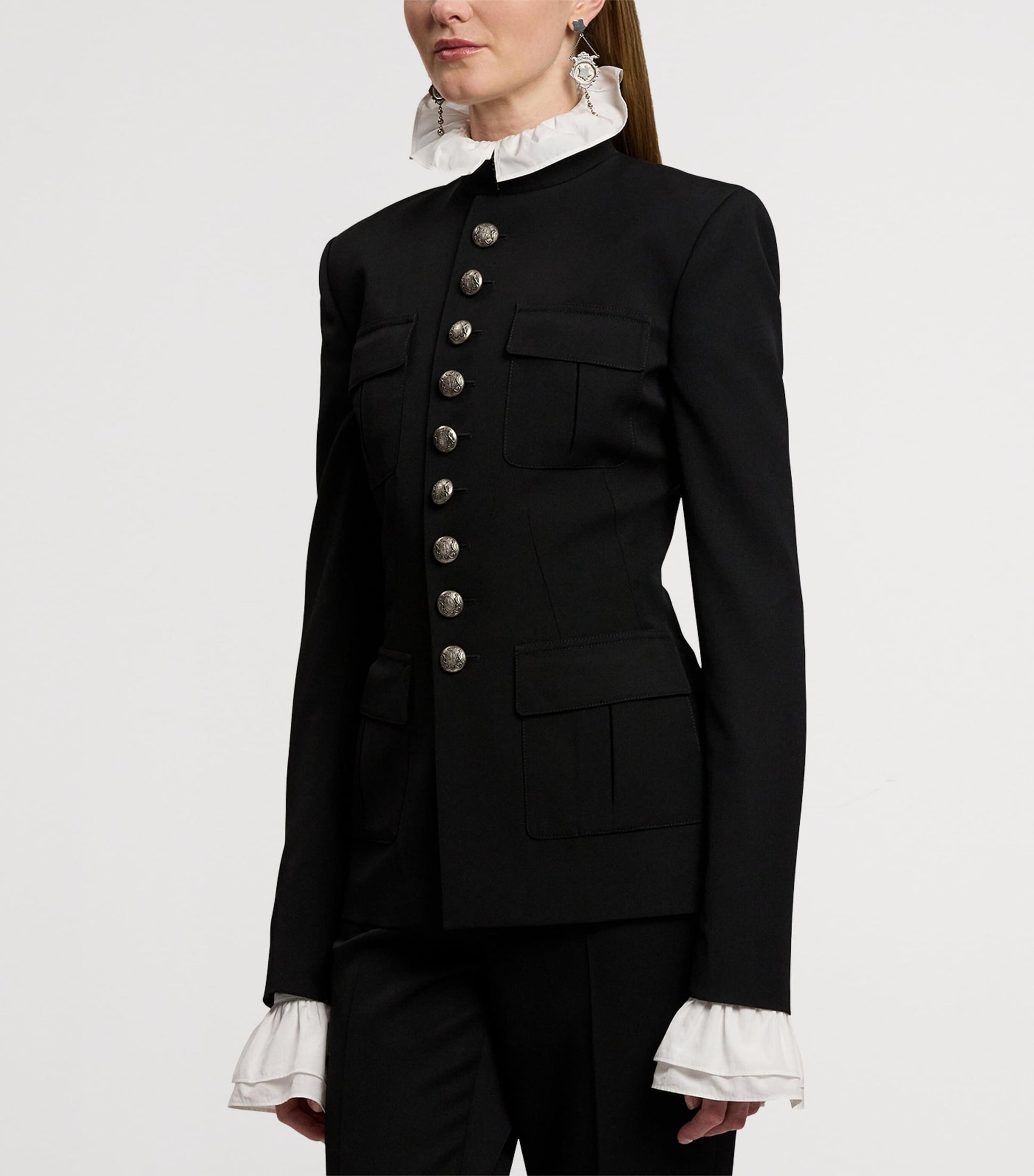 Ralph Lauren Collection Black Wool Grain de Poudre Eliza Jacket