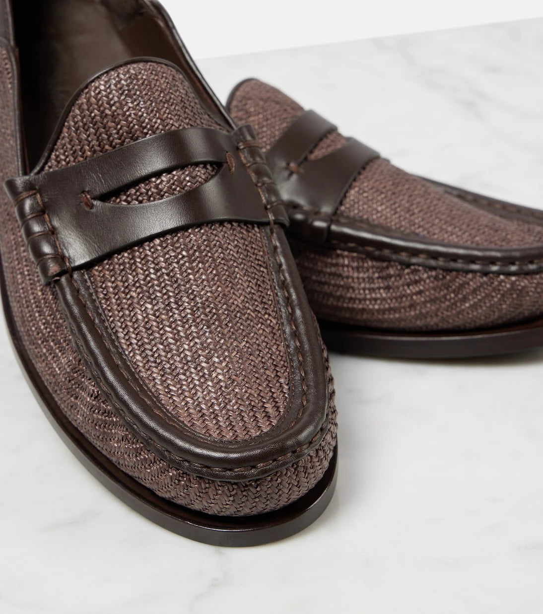 Max Mara - Raffia-effect penny loafers