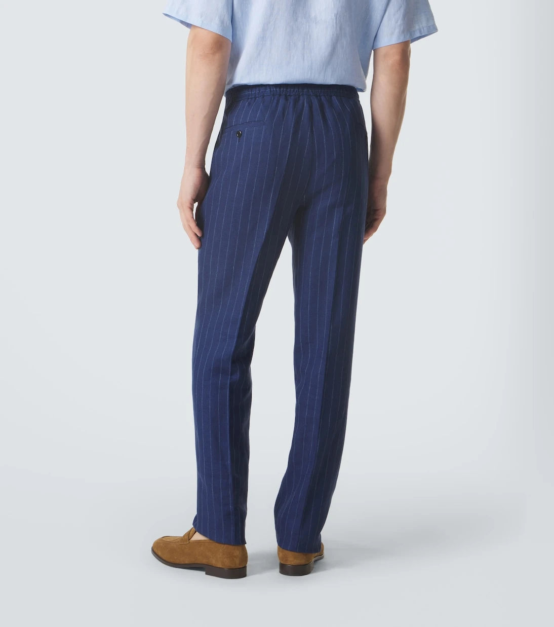 Rubinacci - Pinstripe wool and linen straight pants