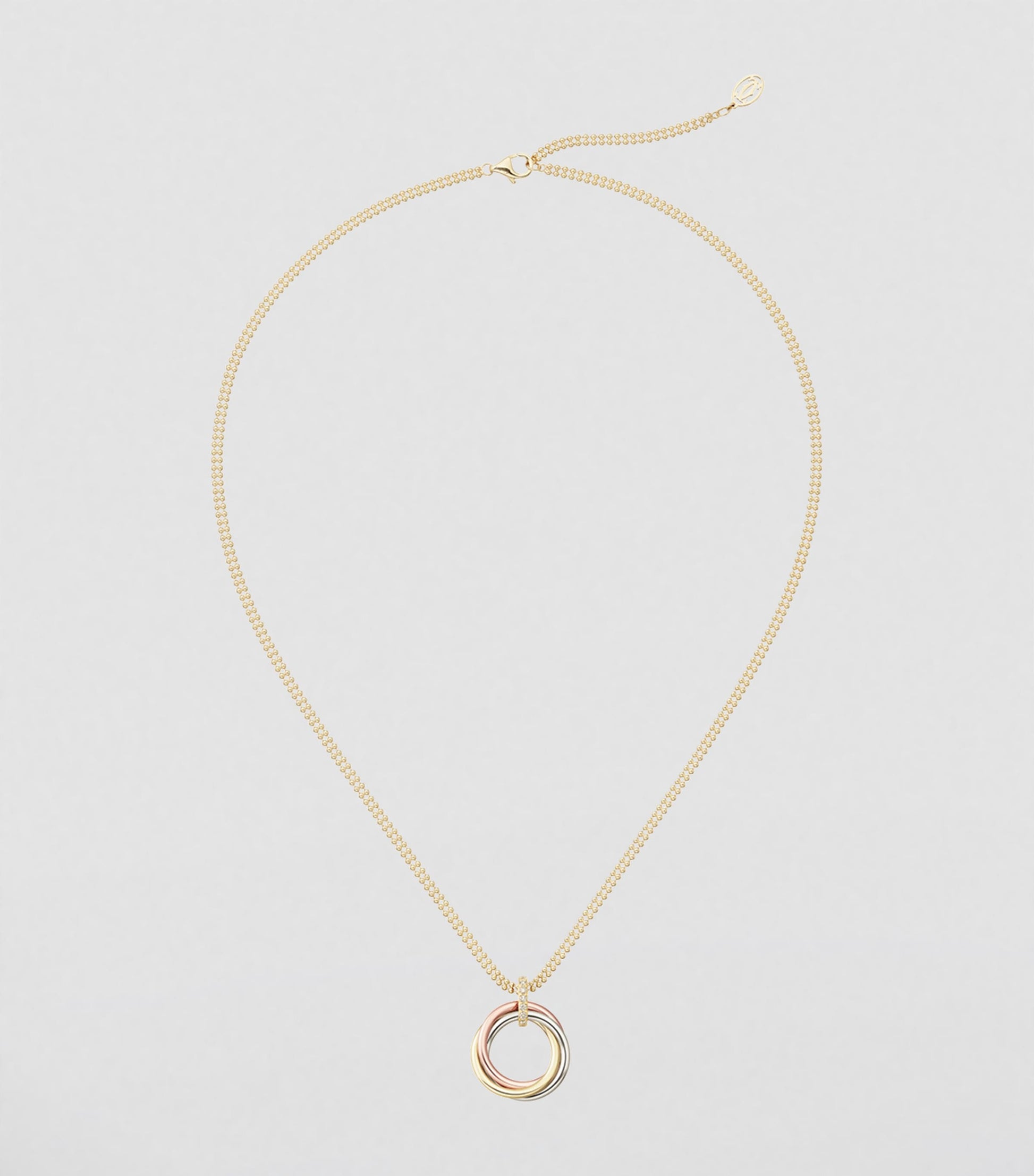Cartier White, Yellow, Rose Gold and Diamond Trinity Necklace