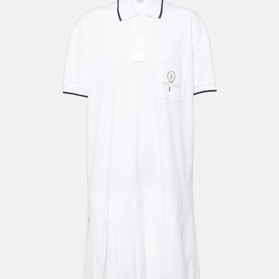 Brunello Cucinelli - Pleated cotton polo dress