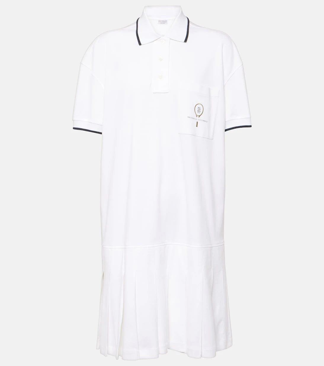 Brunello Cucinelli - Pleated cotton polo dress