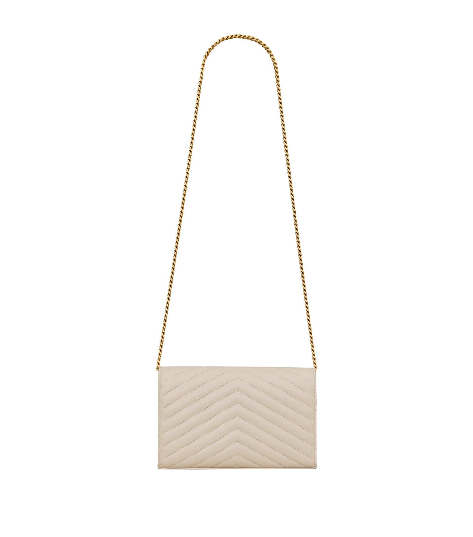 Saint Laurent White Monogram Matelassé Envelope Wallet Bag