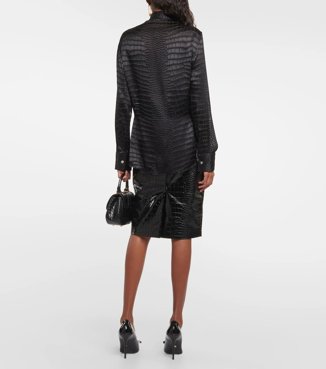 Versace - Tie-neck devoré shirt