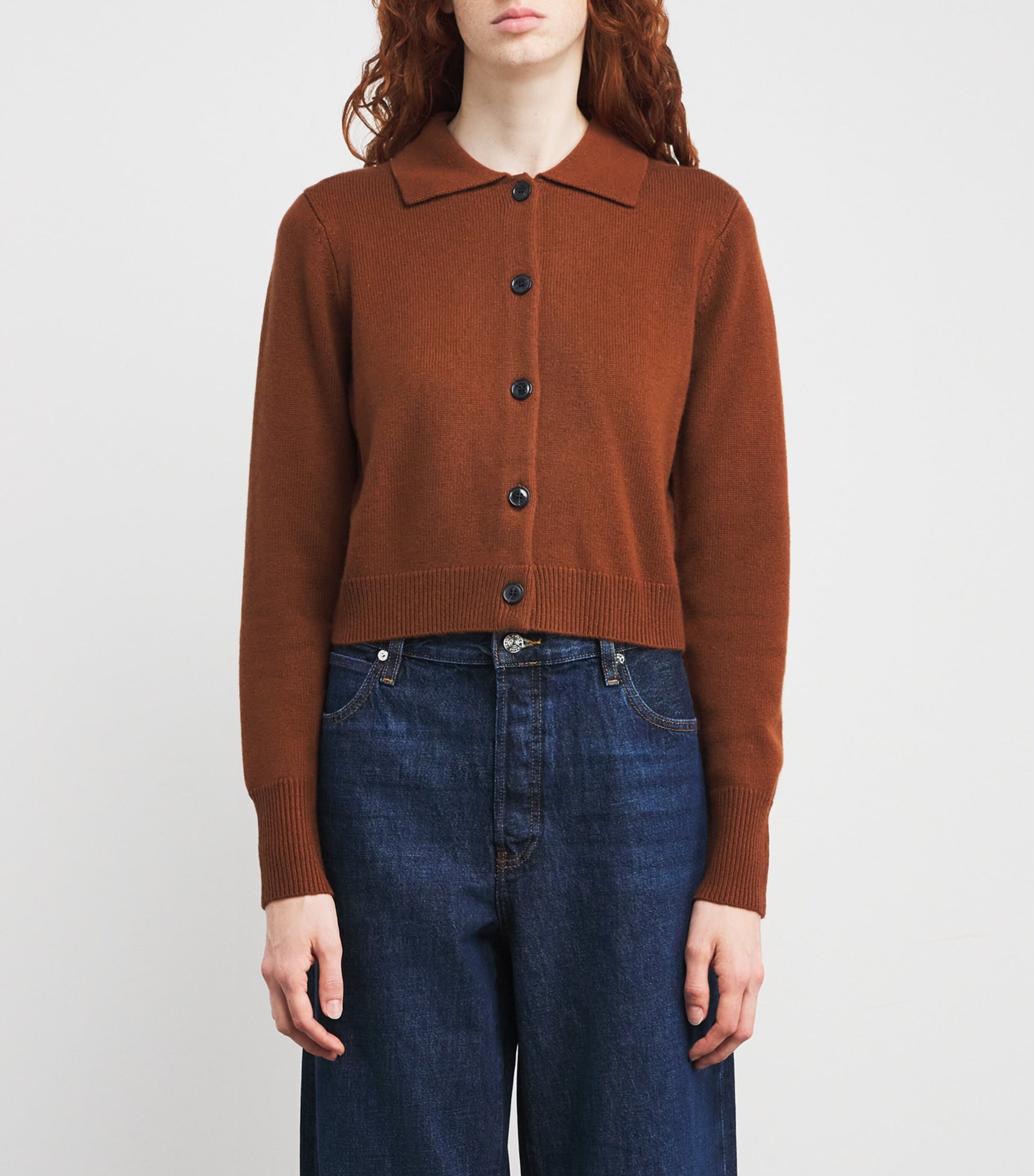 Brown Cashmere Shrunken Cardigan