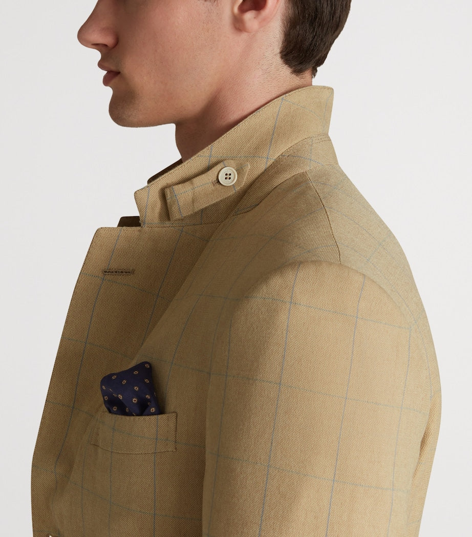 Wool Twill Windowpane Check Bourdon Blazer