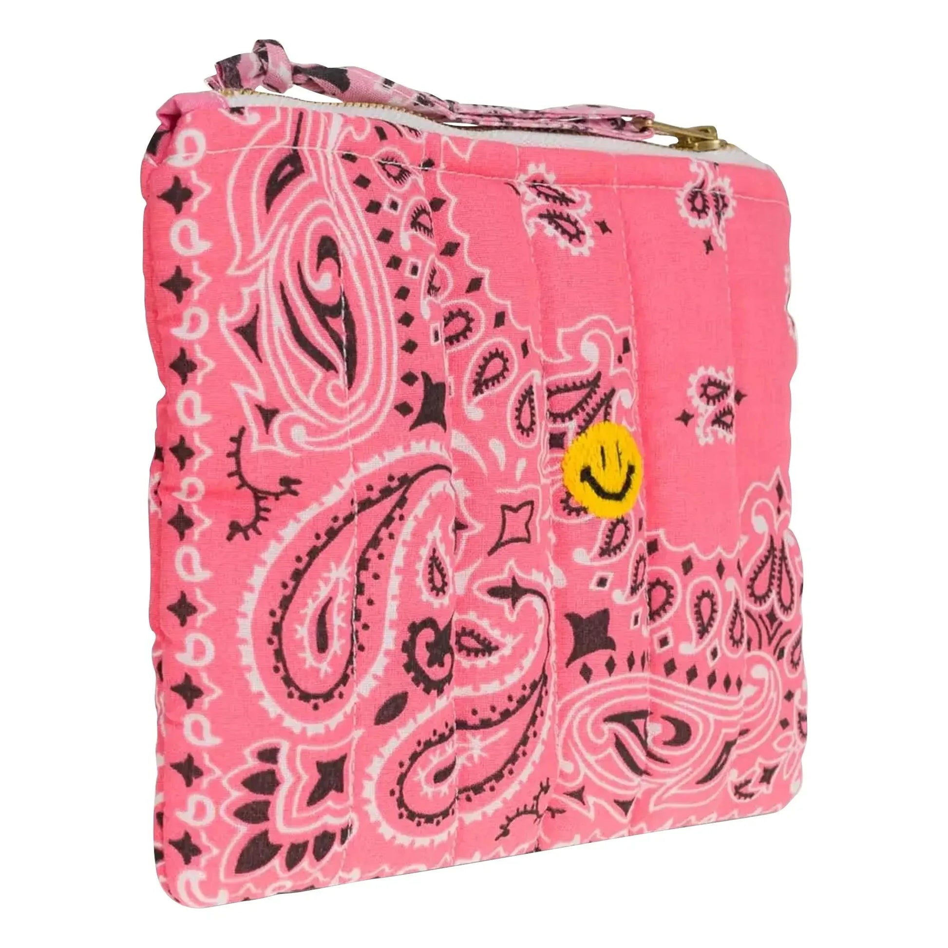 Call it by your name - Happy Face Quilted Zipped Mini Pouch | Pink
