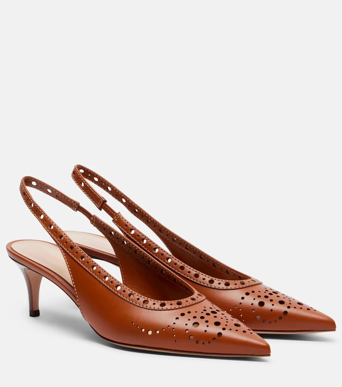 Gianvito Rossi - Perforated leather slingback pumps