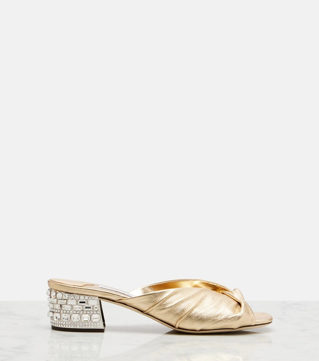 Jimmy Choo - حذاء ميول "مالا" من الجلد الميتاليك المزين